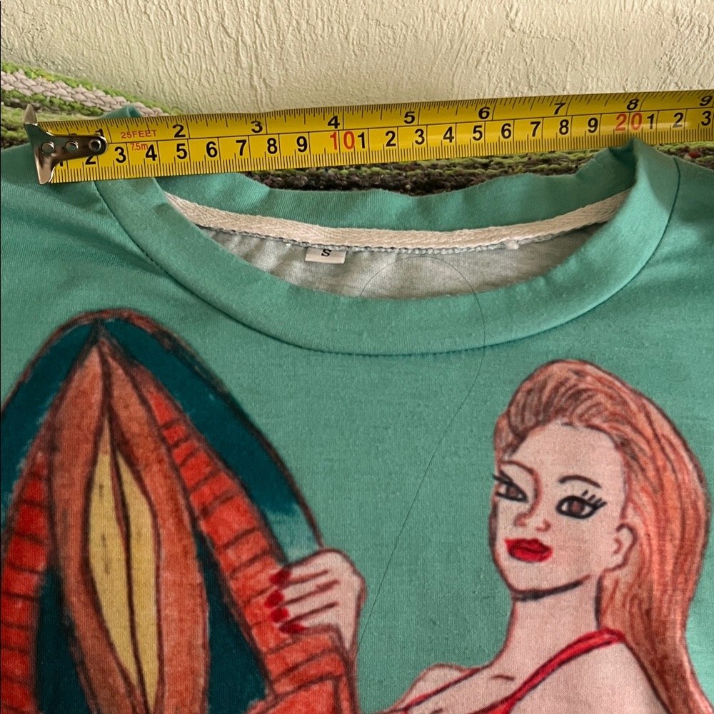 (S) Tiki woman Graphic T’shirt with Surfboard Designed by Julie Lee Nersinger - Picture 6 of 11